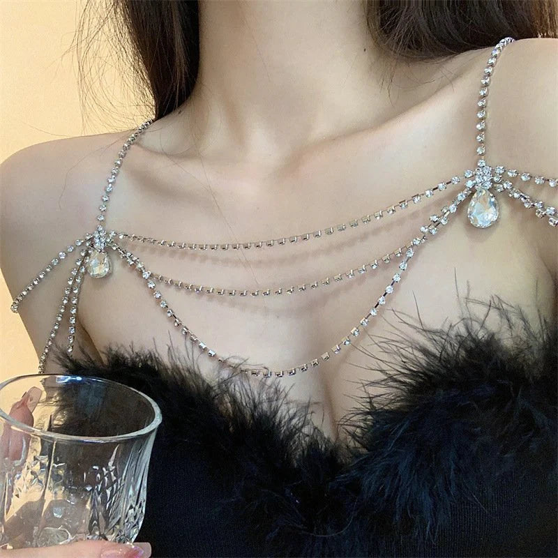 Exotic Rhinestone Chest Chain Fashion Necklace