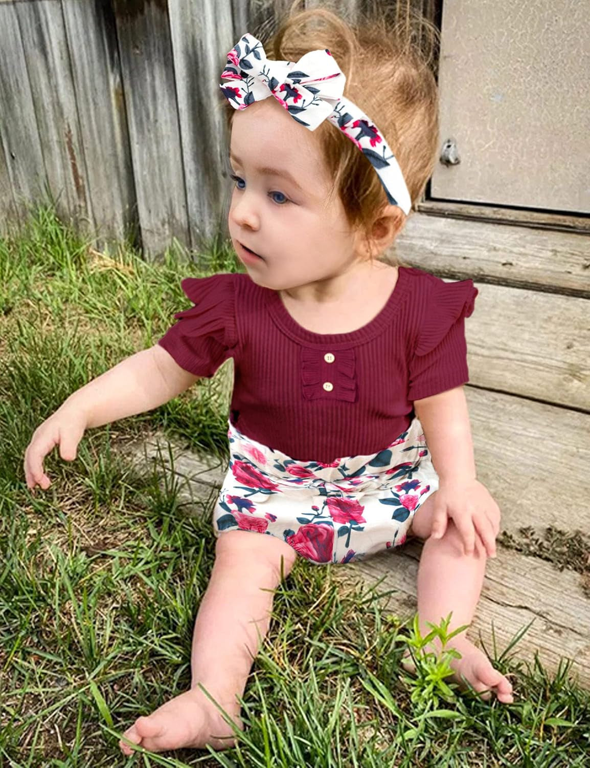 Baby Girl Clothes Ruffle Romper Floral Short Pants Summer Outfits Cute Baby Girl Clothes