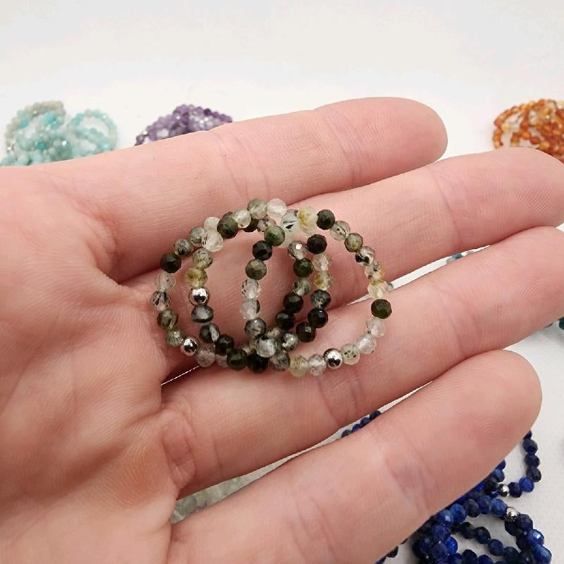 Gemstone Beaded Ring Natural Stone Jewelry