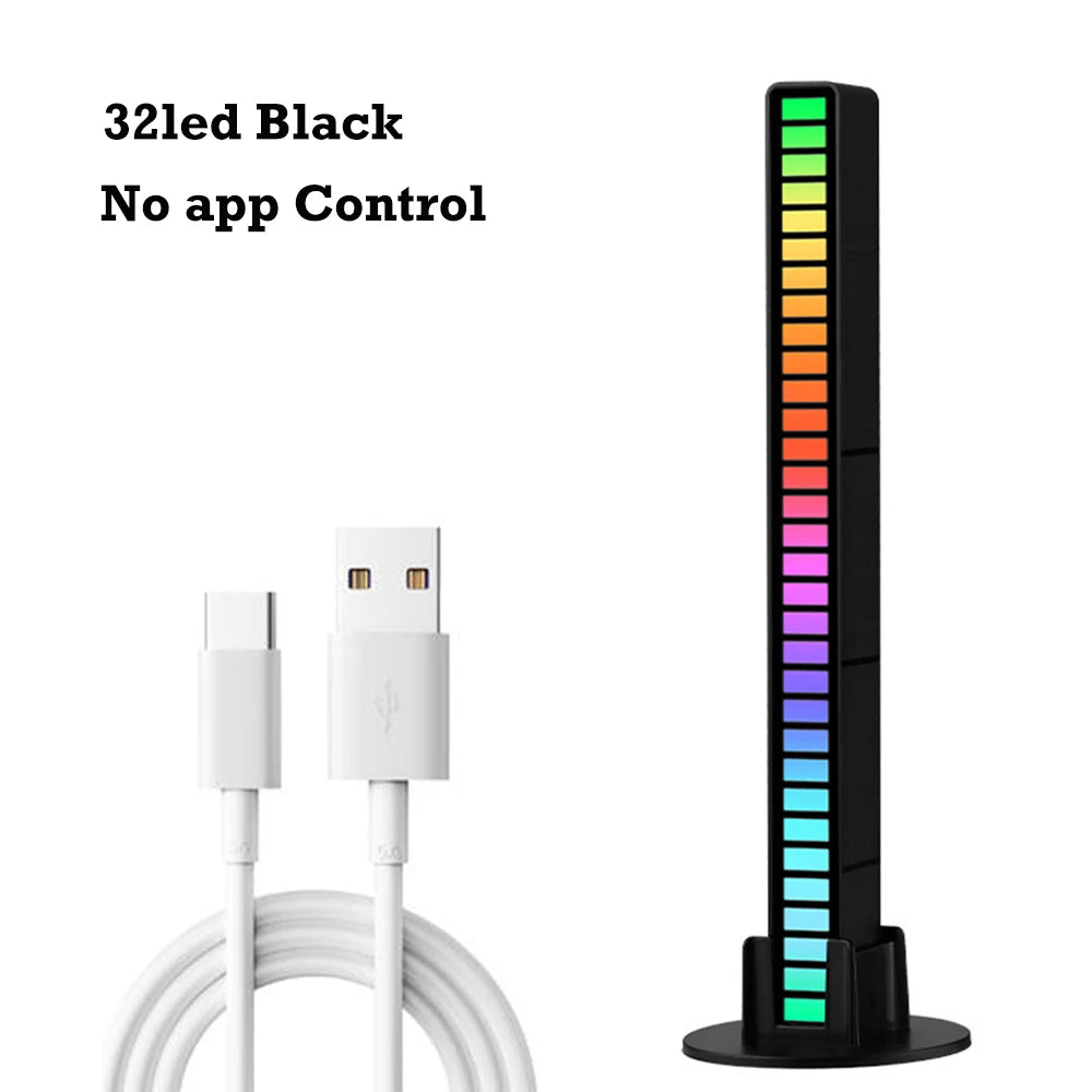 RGB Music Rhythm LED Light Bar - Rechargeable APP-Controlled, Sound-Activated Night Light for Cars & Gaming