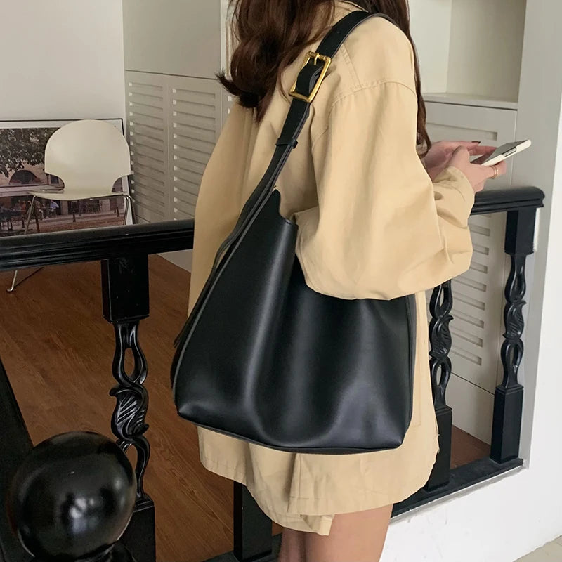 Chic Minimalist PU Leather Crossbody Bag for Women - Versatile All-Match Shoulder Handbag for Work