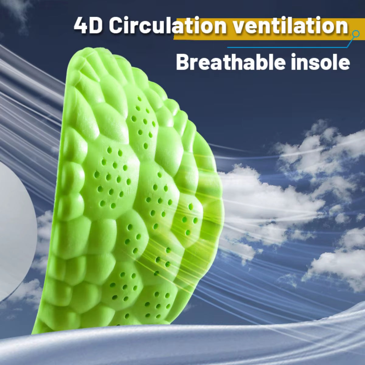 1Pair Sport Insoles PU High Stretch Shock Resistant Antibacterial Anti-Odorant Breathable Insoles Comfortable for Shoes Cushion