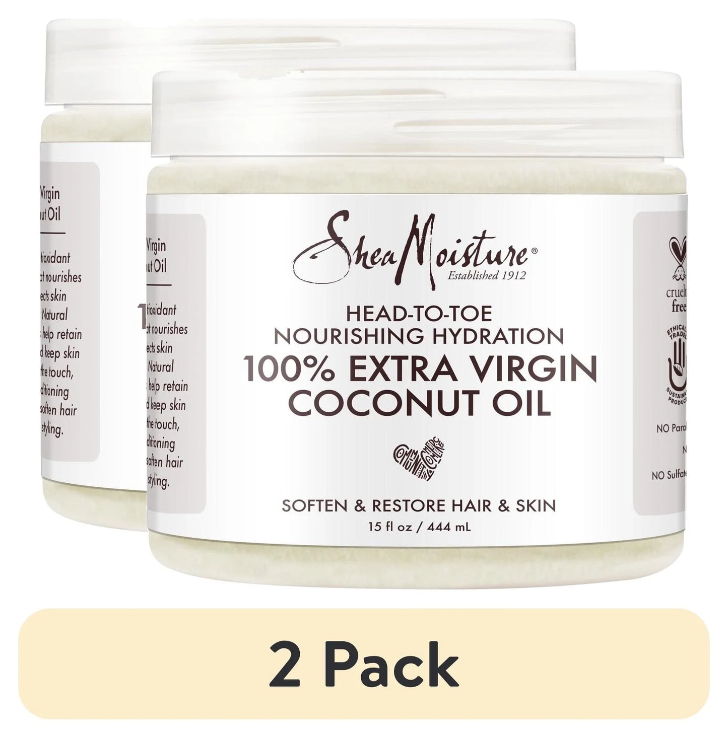 (2 Pack) 100% Extra Virgin Coconut Oil Nourishing Hydration, 14.5 Oz