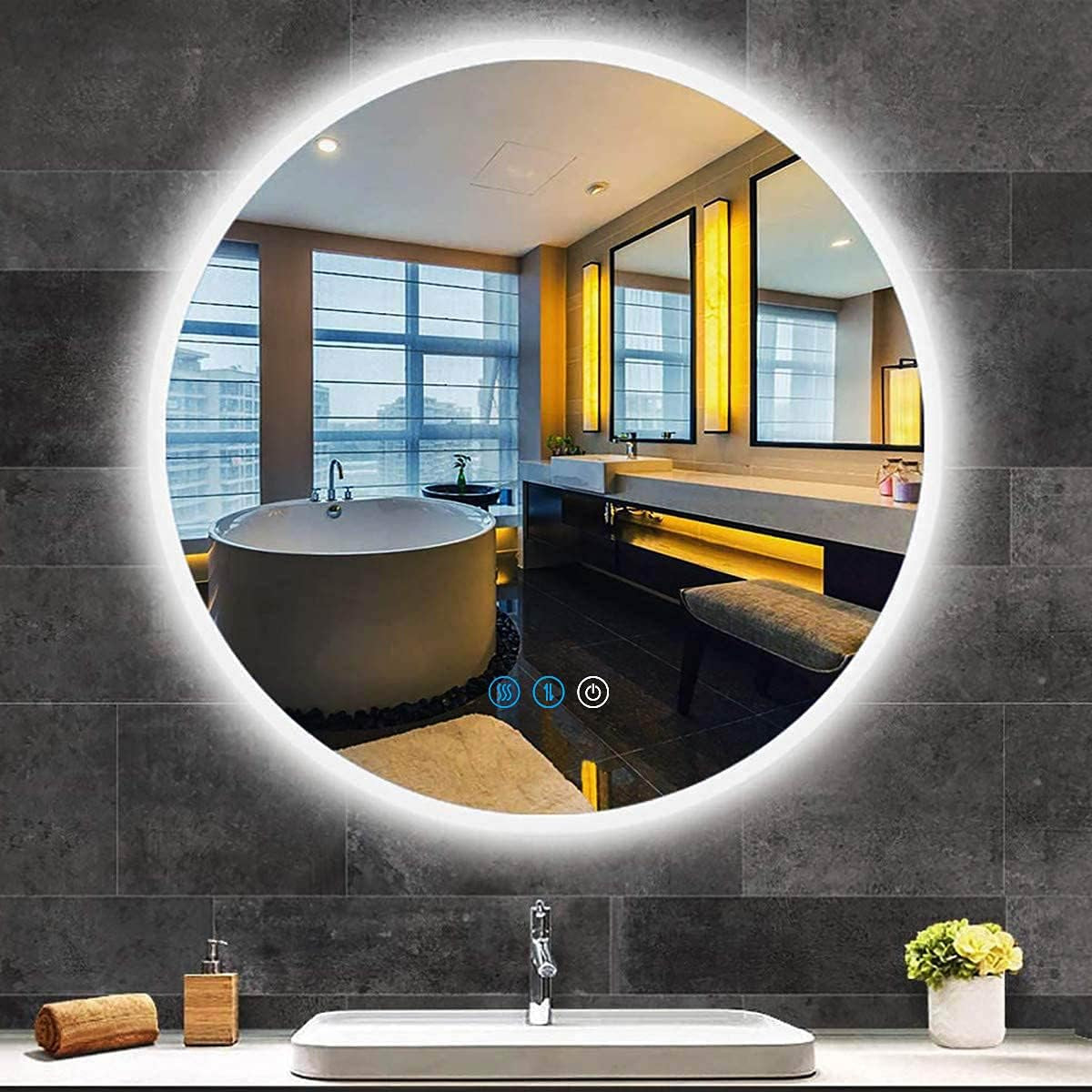 32" Dimmable Backlit LED Bathroom Mirror with Anti-Fog and Aluminum Frame - 3 Color Settings