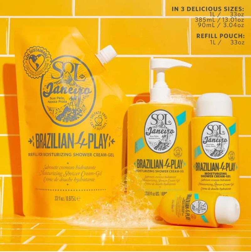 Brazilian Play Moisturizing Shower Cream-Gel Body Wash - Premium Body Cleanser - Hydrating for Soft Skin