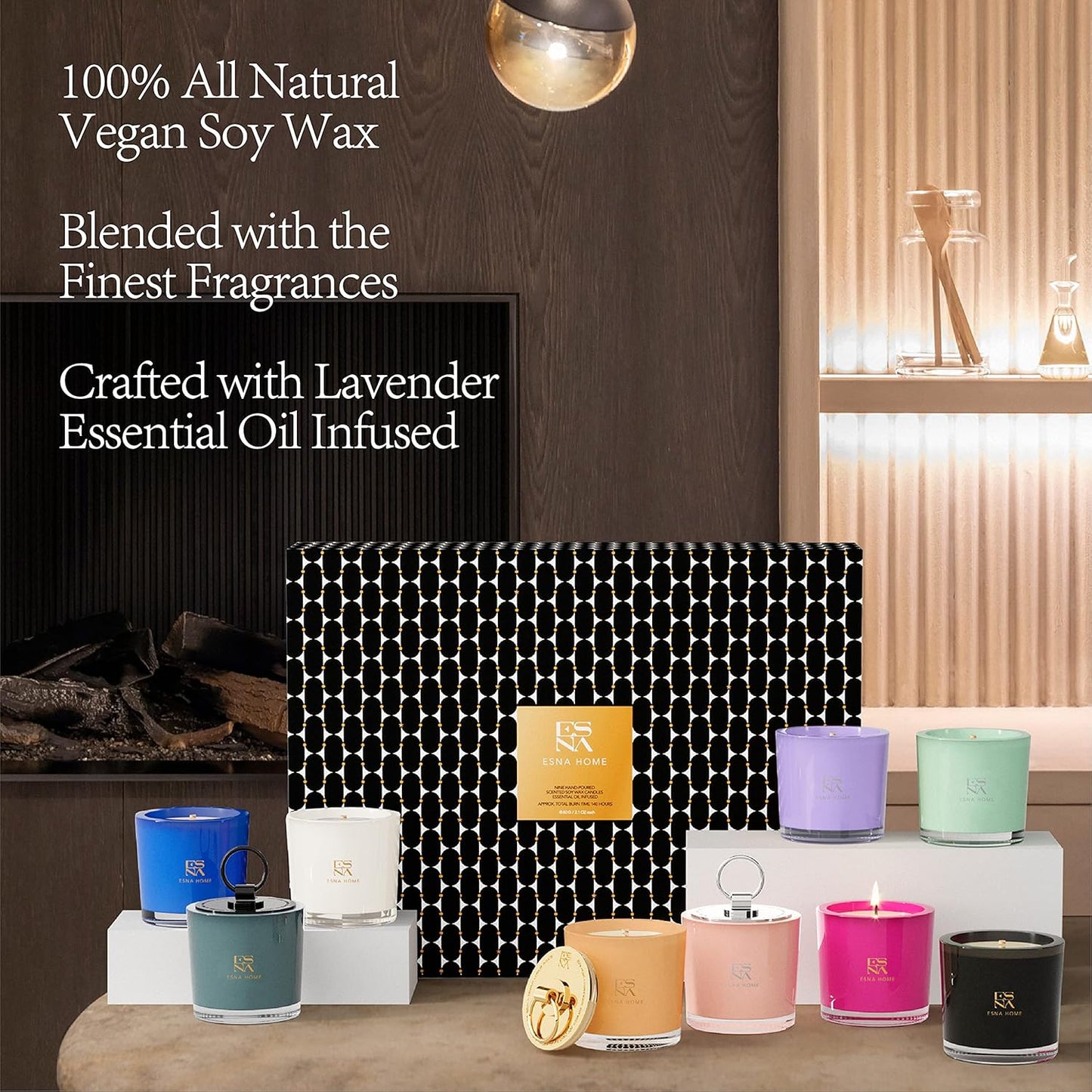 Luxury Aromatherapy Scented Candle Gift Set | 9 Premium Soy Candles with Magnetic Gift Box | Essential Oil Infused | 140 Hour Burn Time