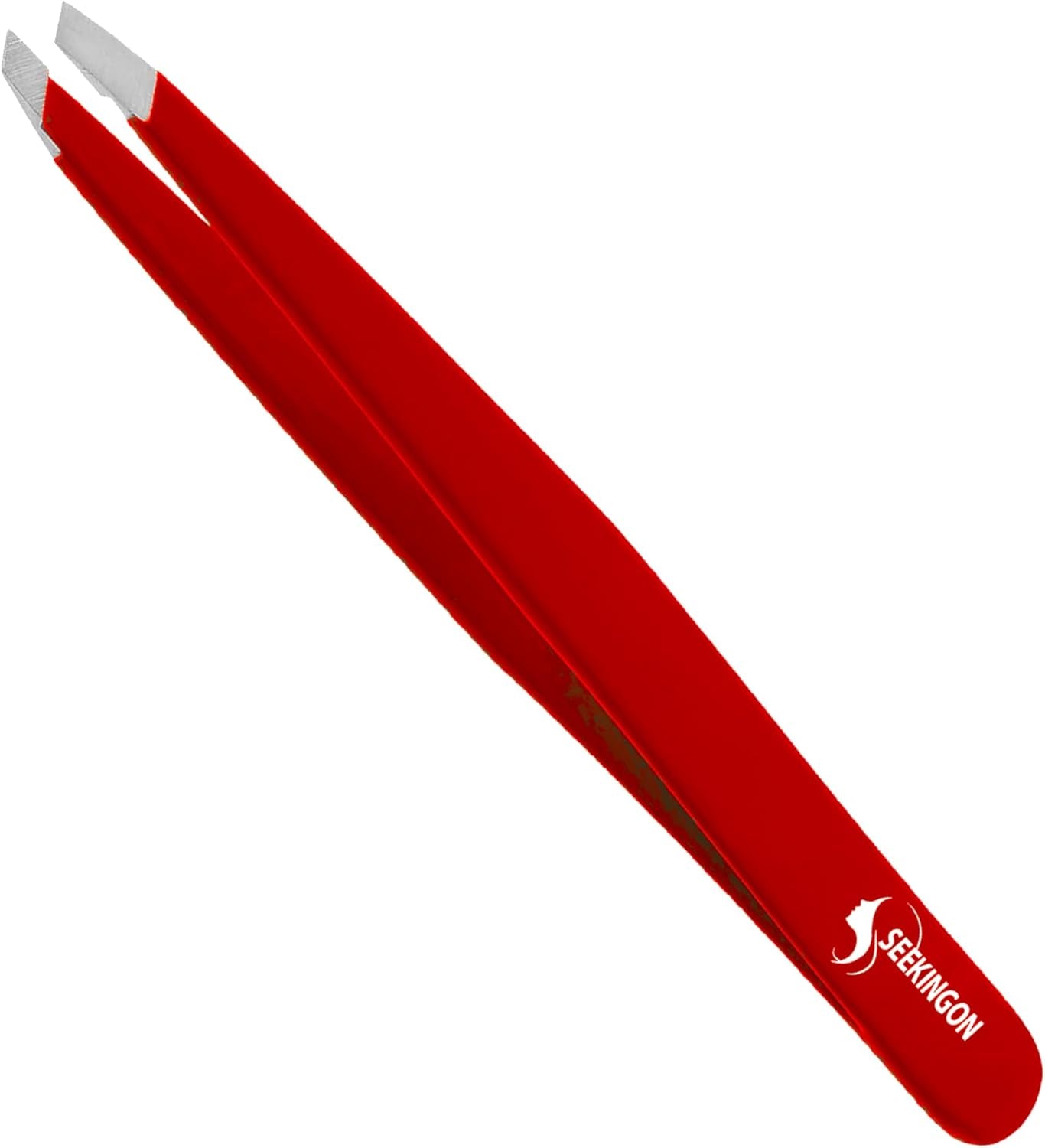 Precision Slant Tweezers for Women & Men - Sharp, Non-Slip Grip for Flawless Hair Removal and Ingrown Hair Plucking - Elegant Silver Design