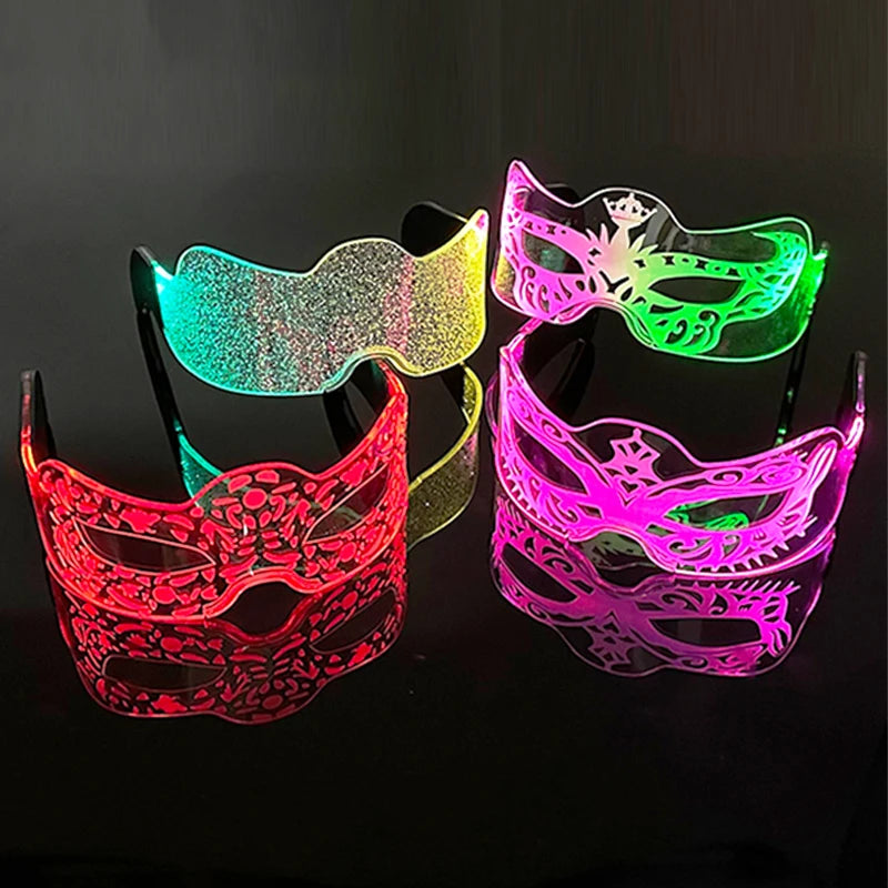 Glow Party Acrylic LED Glasses - Neon Light Up Eyewear for DJ Events, Halloween & Christmas Celebrations