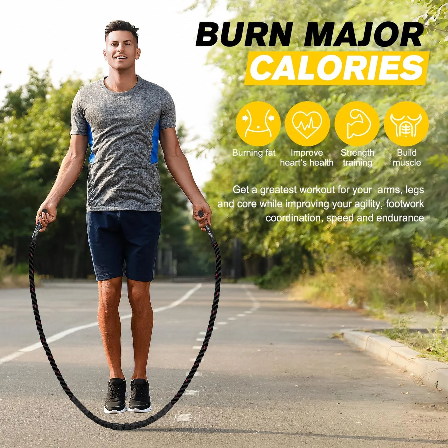 Elevate Your Workout with Weighted Jump Ropes - 2.8Lb, 3.8Lb & 5Lb Options for Total Body Fitness at Home!