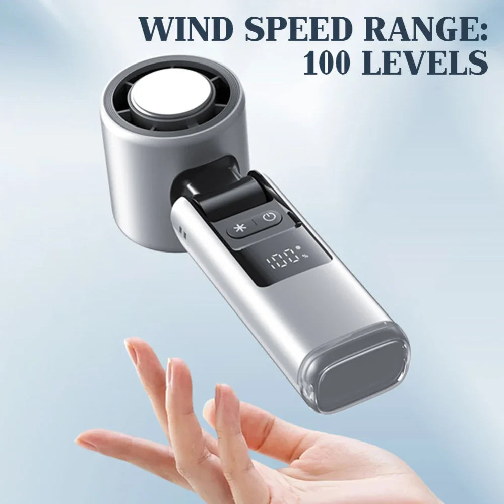 100 Turbos Chilled Ice Sensation Cold Fan Super Mini Turbo Speed Fan USB Powered Digital Display for Outdoor Camping Office Dorm-w/0 ice