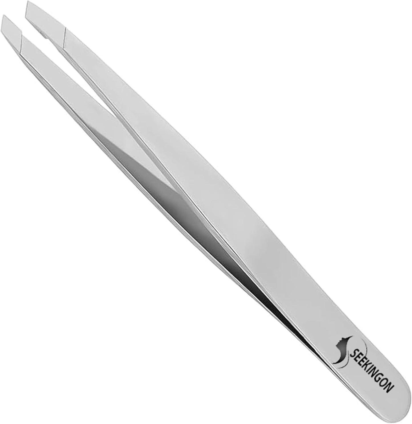Precision Slant Tweezers for Women & Men - Sharp, Non-Slip Grip for Flawless Hair Removal and Ingrown Hair Plucking - Elegant Silver Design