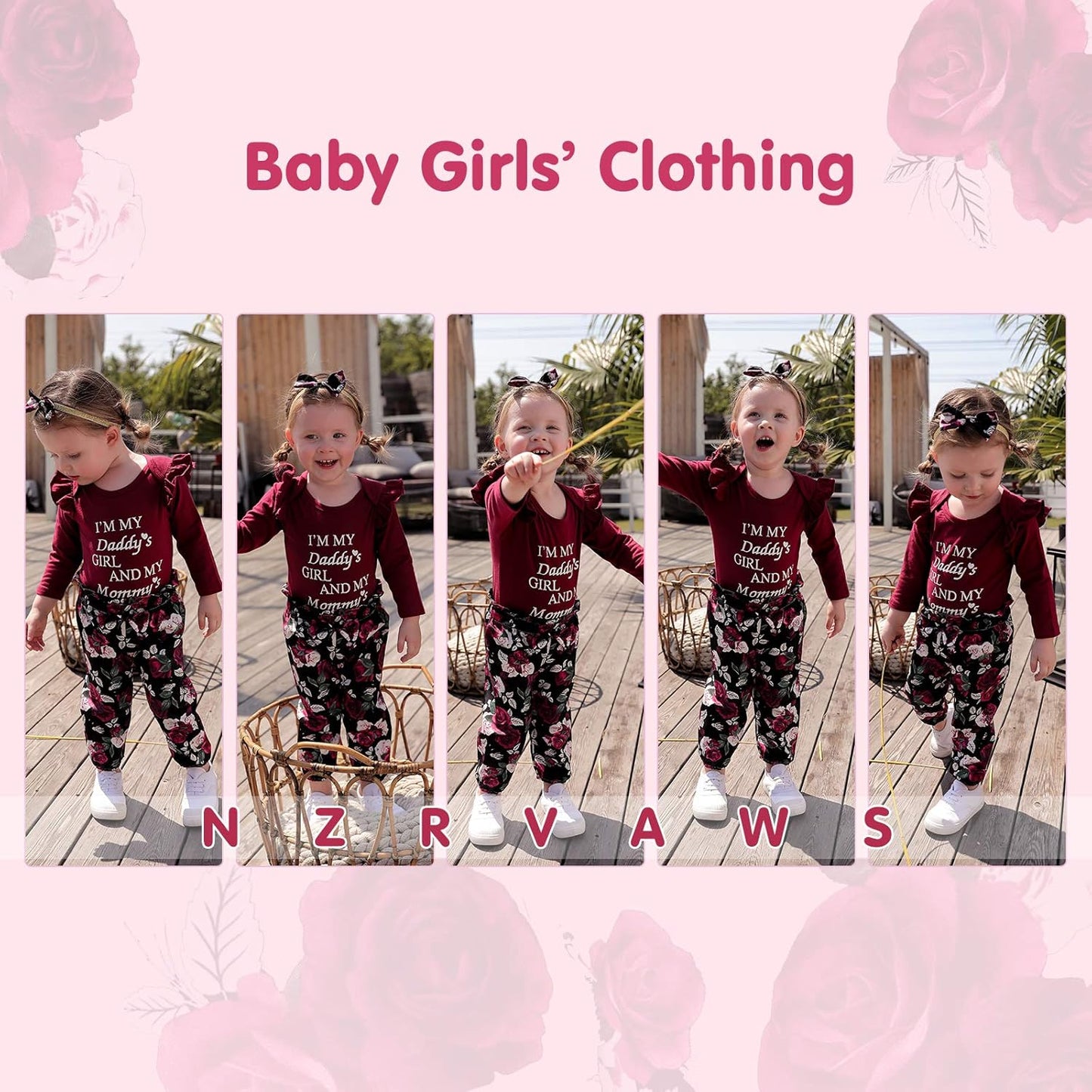 Adorable 3-Piece Floral Ruffle Sleeve Outfit Set for Baby Girls - Perfect Fall/Winter Gift (0-4T)