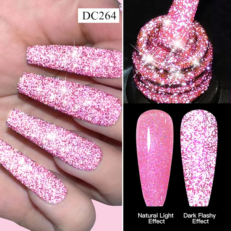 Mtssii 7ml Glitter Reflective Rubber Base Gel Polish - Laser Sparkling Semi-Permanent Soak Off UV Nail Varnish for Stunning Nail Art