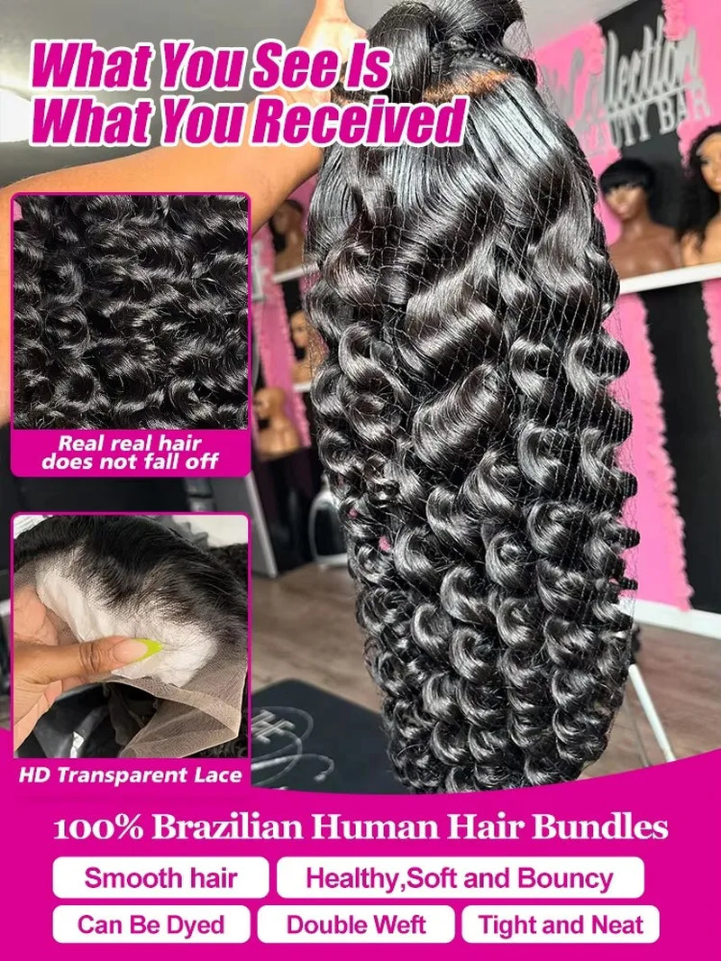 30 40Inch Loose Waves Wig Human Hair Brazilian Loose Deep Wig 13X6 Hd Lace Frontal Wig Curly Lace Front Human Hair Wig for Women
