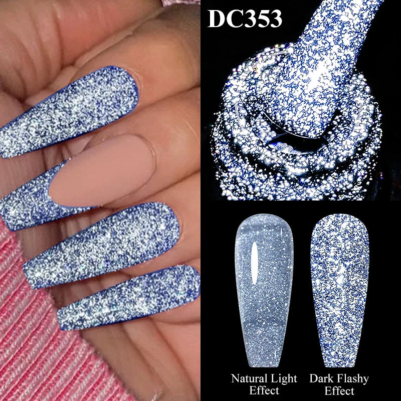 Mtssii 7ml Glitter Reflective Rubber Base Gel Polish - Laser Sparkling Semi-Permanent Soak Off UV Nail Varnish for Stunning Nail Art