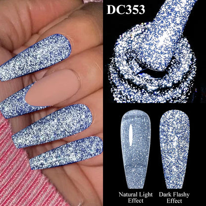 Mtssii 7ml Glitter Reflective Rubber Base Gel Polish - Laser Sparkling Semi-Permanent Soak Off UV Nail Varnish for Stunning Nail Art