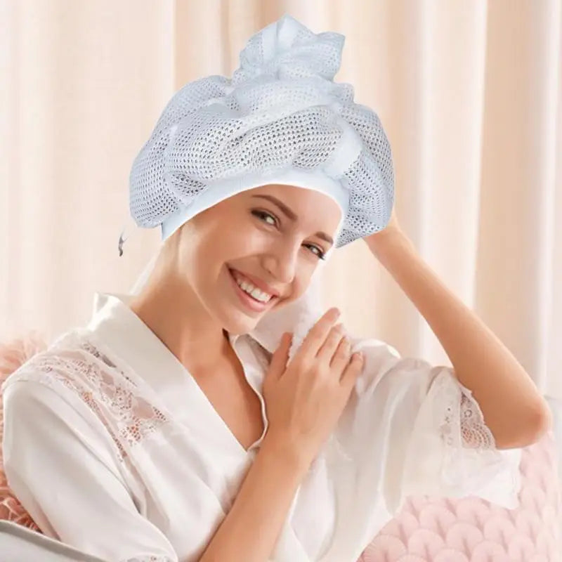 1/3/5 Pcs Net Plopping Caps for Drying Curly Hair with Drawstring Large Shower Caps Adjustable Net Plopping Bonnet Mesh Hat