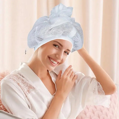 1/3/5 Pcs Net Plopping Caps for Drying Curly Hair with Drawstring Large Shower Caps Adjustable Net Plopping Bonnet Mesh Hat