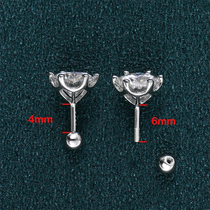 Smyoue 8Mm D Color 2.0 Carat 100% Moissanite Stud Earrings for Women Screw Thread Ear Studs 925 Silver Jewelry Pass Diamond Test