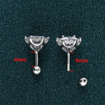 Smyoue 8Mm D Color 2.0 Carat 100% Moissanite Stud Earrings for Women Screw Thread Ear Studs 925 Silver Jewelry Pass Diamond Test