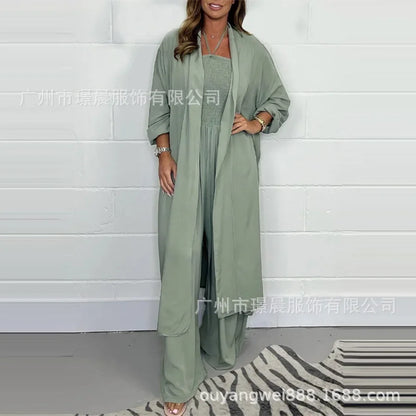 Chic Summer Women's Jumpsuit - Lace-Up Pleated Wide Leg Casual Outfit for Vacations and Parties