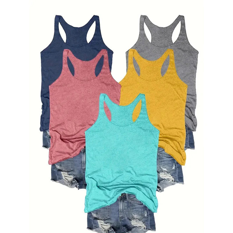 Women Five-Piece Racerback Casual Sleeveless Vest