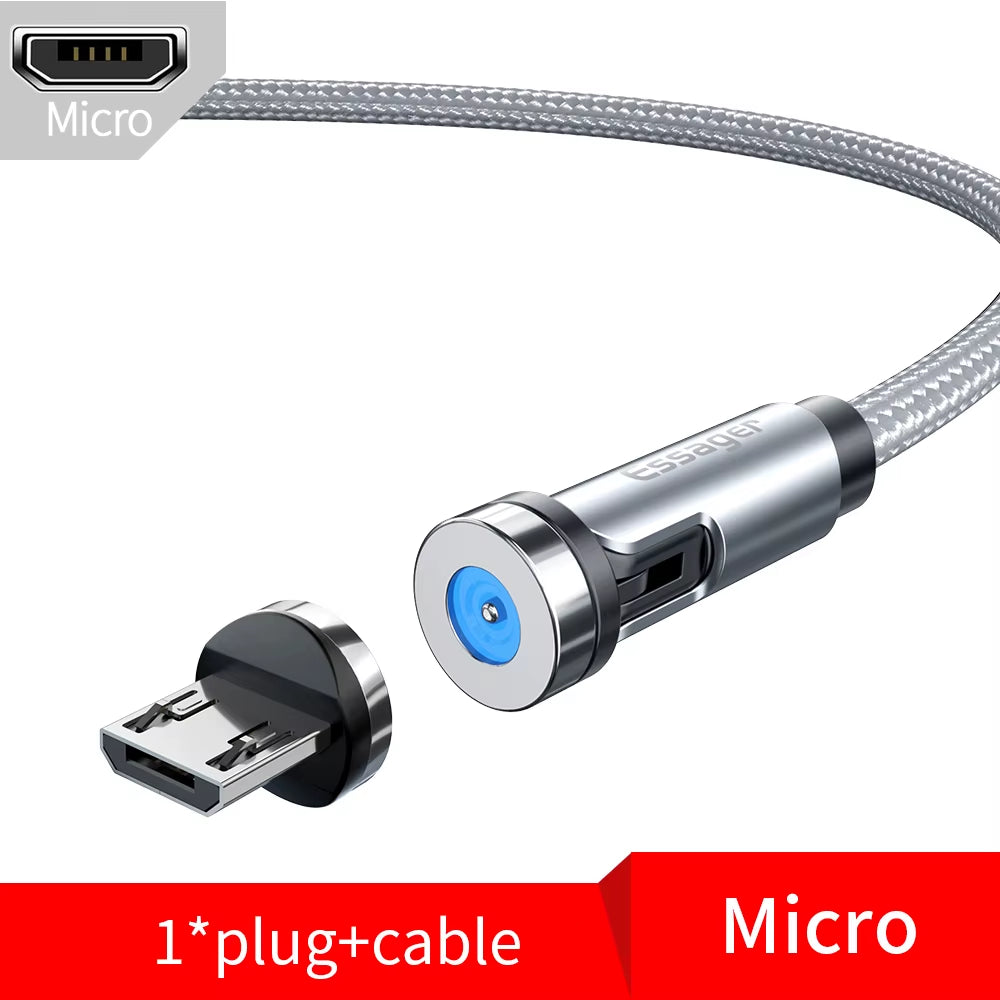 540 Rotate Magnetic Cable Fast Charging Magnet Charger Micro USB Type C Cable Mobile Phone Wire Cord for Iphone Xiaomi