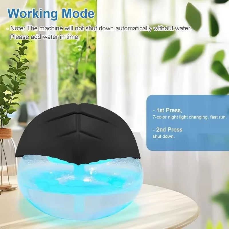 Transform Your Space with the Black Water-Based Air Purifier & Freshener – Color-Changing LED, Revitalizes Air in Any Room!