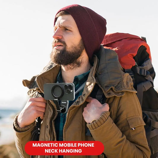 Portable Neck Phone Holder Hands-Free Magnetic Neck Mount Phone Holder for Iphone Selfie Video Vlog Necklace Lanyard Quick