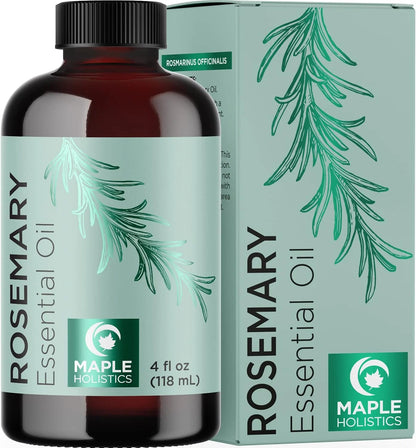 Pure Rosemary Essential Oil with Dropper - Undiluted Rosemary Oil for Hair Skin and Nails and Refreshing Aromatherapy Oil for Diffusers - Rosemary Essential Oil for Cleansing Dry Scalp Care 4Oz