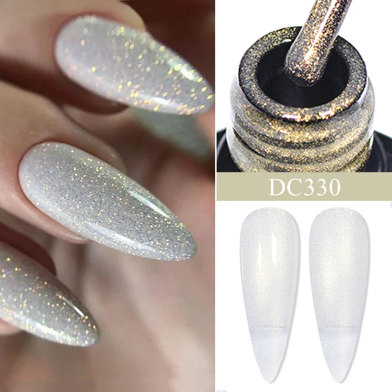 Mtssii 7ml Glitter Reflective Rubber Base Gel Polish - Laser Sparkling Semi-Permanent Soak Off UV Nail Varnish for Stunning Nail Art