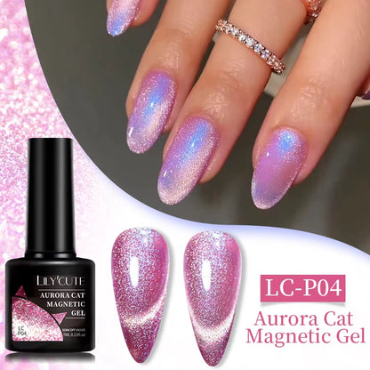 3-in-1 Platinum Rose Gold Cat Magnetic Gel Nail Polish - 7ML Moonlight Glitter UV Varnish for Stunning Semi-Permanent Manicures