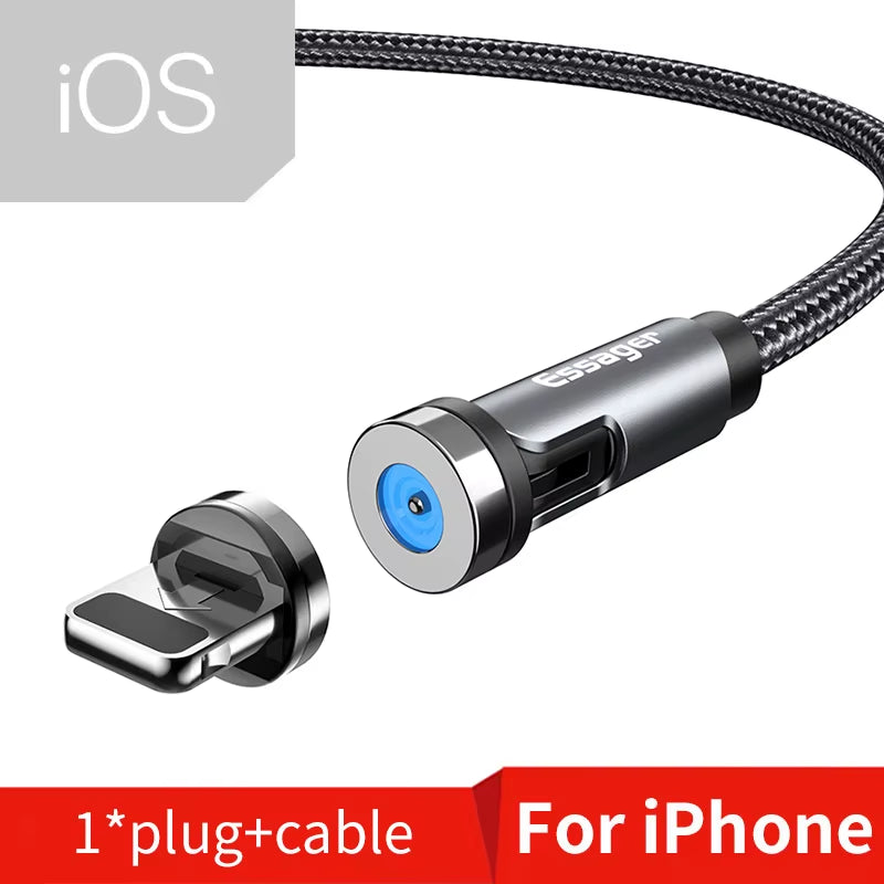 540 Rotate Magnetic Cable Fast Charging Magnet Charger Micro USB Type C Cable Mobile Phone Wire Cord for Iphone Xiaomi