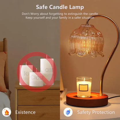 Dimmable Aromatherapy Candle Warmer Lamp - Elegant Glass Shade & Timer Feature for Cozy Ambiance