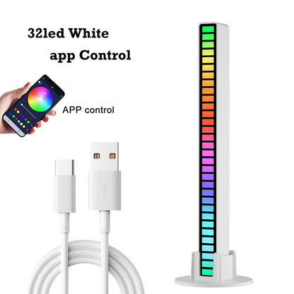 RGB Music Rhythm LED Light Bar - Rechargeable APP-Controlled, Sound-Activated Night Light for Cars & Gaming