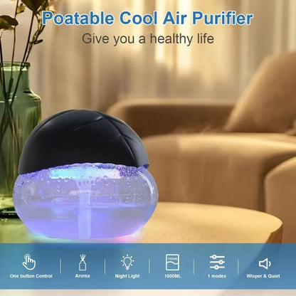 Transform Your Space with the Black Water-Based Air Purifier & Freshener – Color-Changing LED, Revitalizes Air in Any Room!