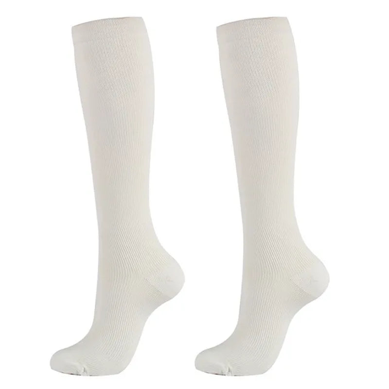 Compression Stockings -Promotes Blood Circulation - Anti-Fatigue Comfortable Solid Color Socks