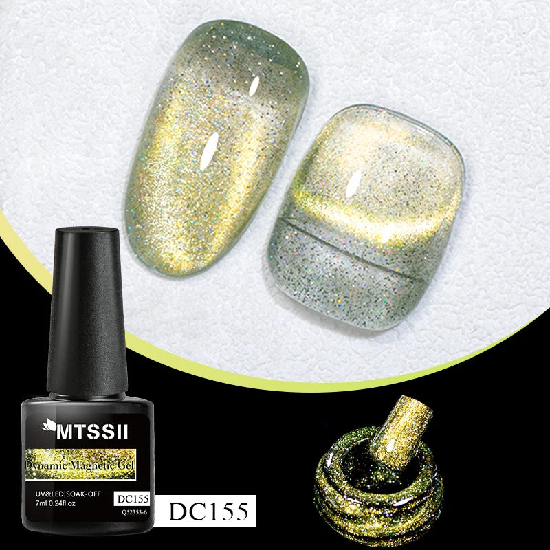 Mtssii 7ml Glitter Reflective Rubber Base Gel Polish - Laser Sparkling Semi-Permanent Soak Off UV Nail Varnish for Stunning Nail Art