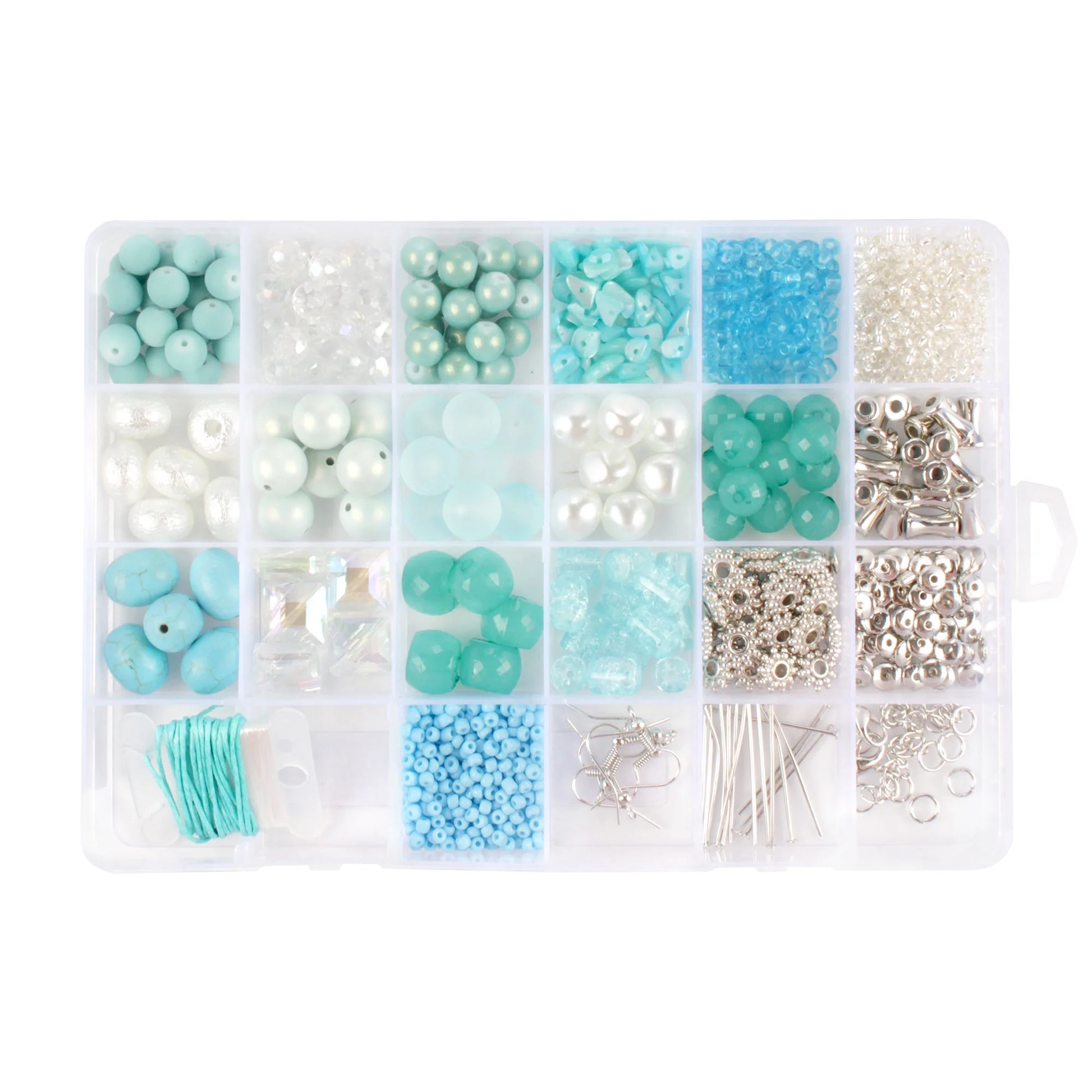 Bead Kits for Jewerly Making - 1300Pcs Bead Craft Set - DIY Bracelets, Necklaces, and Earrings Supplies Box - Arts and Crafts for Kids, Girls, Teens, Adults - Shades of Blue - Assortment 228