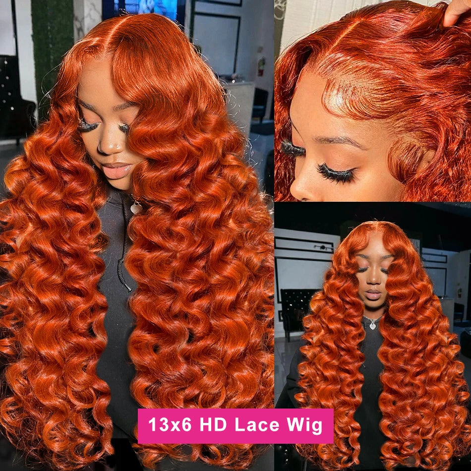 30 Inch Ginger Loose Waves Wig Human Hair 13X6 Hd Ginger Human Hair Wig Brazilian Loose Deep Wig 13X4 Lace Frontal Wig for Women
