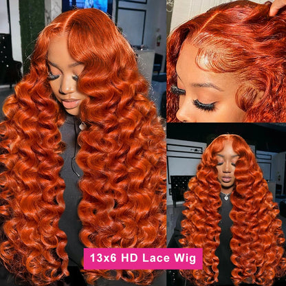 30 Inch Ginger Loose Waves Wig Human Hair 13X6 Hd Ginger Human Hair Wig Brazilian Loose Deep Wig 13X4 Lace Frontal Wig for Women