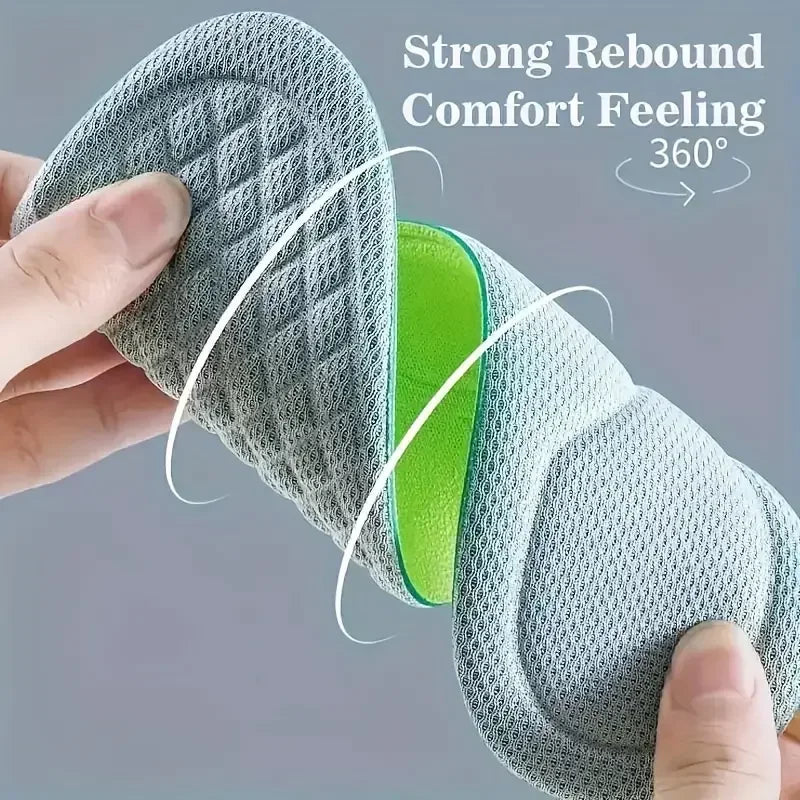 1Pair 5D Sports Insoles Invisible Inner Raised Insole for Male and Female Comfort with a Soft Sole and Full Cushion for Shock