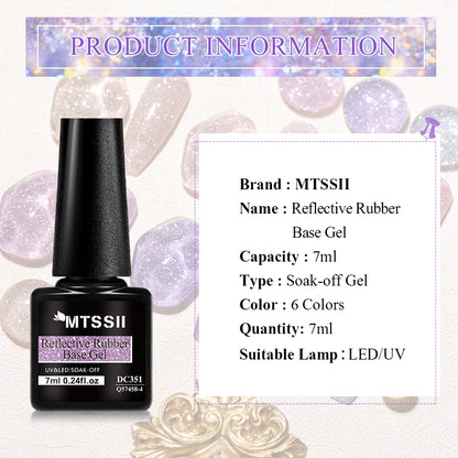 Mtssii 7ml Glitter Reflective Rubber Base Gel Polish - Laser Sparkling Semi-Permanent Soak Off UV Nail Varnish for Stunning Nail Art