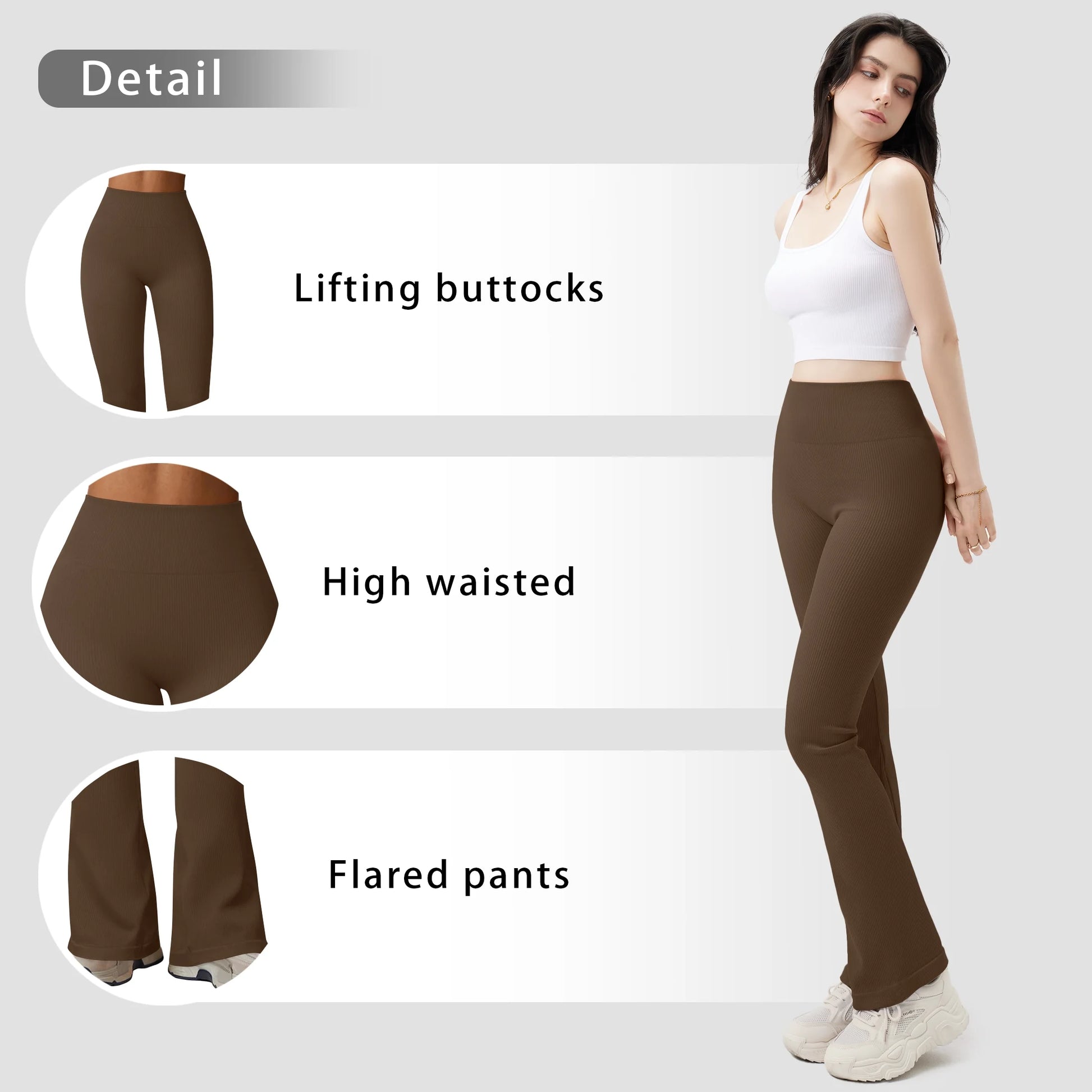 Women'S Yoga Pants Ribbed Seamless Sports High-Waisted Flare Pants