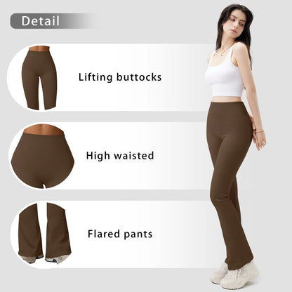 Women'S Yoga Pants Ribbed Seamless Sports High-Waisted Flare Pants