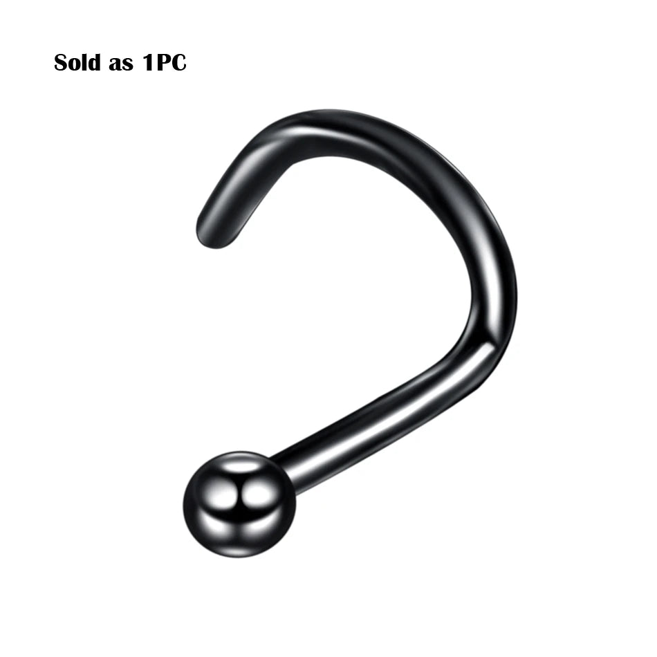 Implant Titanium Nose Piercings 18G 20G Black Screw Nose Ring Nostril Piercings Nariz Stud Earrings Body Jewelry Piercing Women