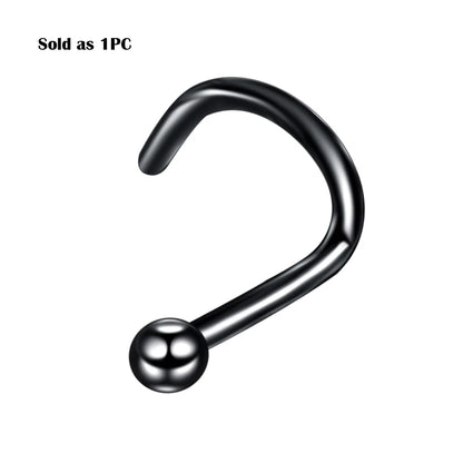 Implant Titanium Nose Piercings 18G 20G Black Screw Nose Ring Nostril Piercings Nariz Stud Earrings Body Jewelry Piercing Women
