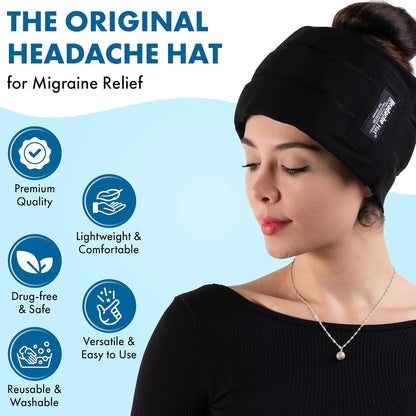 Halo Migraine Relief Cooling Cap - Long Lasting Ice Pack Mask for Tension, Stress & Hangover Recovery