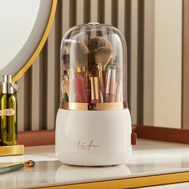 Large Capacity Makeup Organizer - Stylish Cosmetic Storage Box & Dressing Table Essential with Brush Holder
