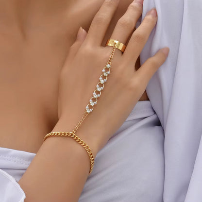 Stunning Handmade Gold Ring Palm Chain Bracelet for Women